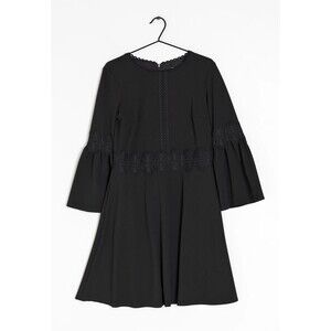 BANANA REPUBLIC Bell sleeve lace trim black dress Sz 10 Whimsigoth Dark